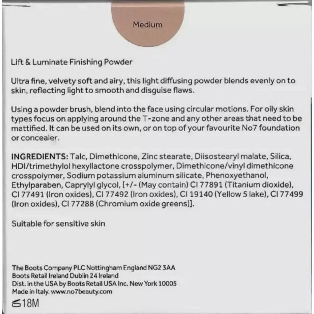 No7 Lift & Luminate Translucent Finishing Powder, Medium, 0.35 oz, Full Size